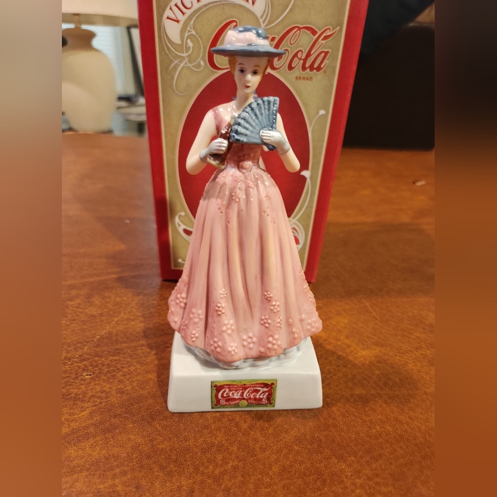 Coca Cola Lady Figurine in Pink Dress